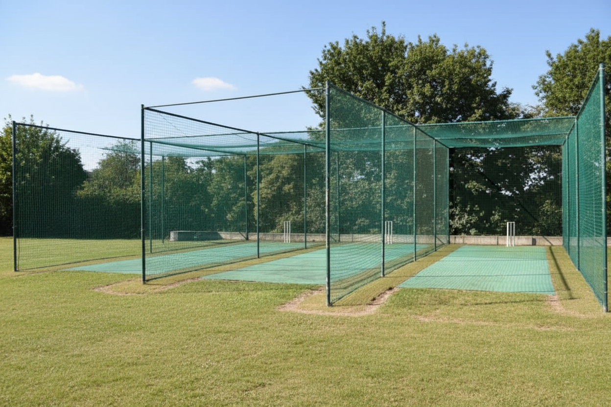 Cricket practice nets for academy